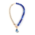 Asymmetrische Halskette mit blauen Steinen, Strass und goldenem OT-Verschluss - Blau