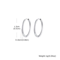 Silver stainless steel hoop earrings in 1.3cm diameter with minimalist polished finish - 1.6*13mm / Silver