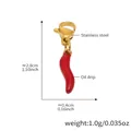 Colgante de chile rojo en acero inoxidable con acabado gota de aceite y cierre - Colgante de Chile Rojo Dorado (D231)