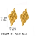 Pendientes de ala de ángel en oro de 18k con medidas de 41,6mm por 20,5mm sobre blanco - Chapado en Oro de 18K / Dorado (TE6671-G)