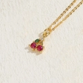 Modieuze 14K vergulde kersen hanger ketting met rode en groene zirkoonstenen - Rode Kers