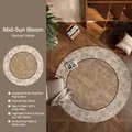 French vintage round living room rug with floral patterns and non-slip silicone base - Diameter 80cm / Ephemeral Bloom