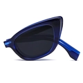 Fashionable blue cat-eye sunglasses with translucent frame and dark gray UV lenses - Dark Blue Frame Grey Lens