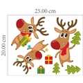 Cartoon reindeer and Christmas tree static window clings, size 25x20cm sticker sheet - Single Sheet Cartoon Reindeer Sticker