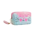 Astuccio a gatto in peluche sfumato con paillettes Meow e morbido ciondolo a pompon - Sfumatura Rosa Blu