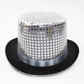 Cilindro con paillettes argento e nastro di raso per spettacoli e feste eleganti - Taglia Unica Adulto 58cm / Argento