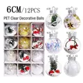 Set of 12 transparent PET 6cm Christmas ornaments with festive assorted fillings - Style 2