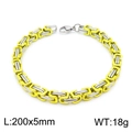 5mm silver and gold two-tone Byzantine chain bracelet in stainless steel, 200mm length - Bracelet (KB147929-Z) / 20cm / Yellow