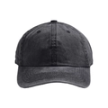 Classic plain washed cotton baseball cap in dark grey featuring six-panel minimalist design - Black