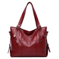 Borsa tote rossa in similpelle trapuntata con doppi spallacci e dettagli metallici - Borgogna