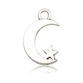 Silver celestial pendant charm with star and crescent moon for DIY jewelry making - Moon Star 11x17mm