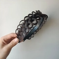 Dark brown braided headband with tooth comb design for high crown hair volume effect - Three-strand Lace Headband (4.5CM Wide) / Black Brown