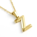 Minimalist 18K gold plated stainless steel necklace with 3D capital letter Z pendant - Letter Z / Gold