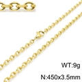 18k gold plated stainless steel O-chain necklace for men and women, 450mm x 3.5mm size - 3.5mm / 45cm