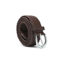 Braided wax rope brown belt for women with vintage silver pin buckle and leather loop - Coffee