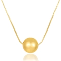 Collana dorata minimalista con pendente a sfera lucida e catena a maglia veneziana - Piccolo / Oro