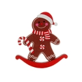 Weihnachtliche Schaukel-Lebkuchenmann-Figur aus Holz mit rotem Hut und Zuckerstange - Herrenstil