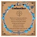 Bracelet en perles turquoise avec croix en acier et carte cadeau marraine - Bracelet de Turquoise