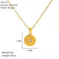 Detail of 18k gold plated 304 stainless steel Evil Eye pendant necklace with dimensions - Gold Evil Eye Style (SP615G)