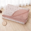 Detail of pink floral baby blanket with layered cotton muslin texture and soft edges - 100*120CM / Beige Pink Floral (Style 1)