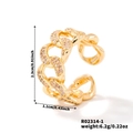Anello aperto a catena dorata con zirconi incastonati e misure di taglia precise - Oro (R02314-1)