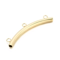 Curved golden stainless steel hollow tube bead with three loops for DIY jewelry making - Gold 4x49mm Style with 3 Loops (KLJ249-Z)