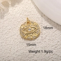Golden Evil Eye jewelry pendant with white crystals measuring 18mm by 15mm size - A004-Gold Plated With Stones (18x15mm)