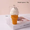 Cono gelato bianco artificiale in PU, decorazione giocattolo di 12 cm a rimbalzo lento - Bianco