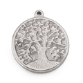 Silver stainless steel tree of life circular pendant charm for DIY jewelry making - Detailed Round Tree of Life Relief (KLJ5834-Z)