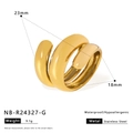 Detailed view of triple-layer gold stainless steel ring with dimensions and specs - US 8