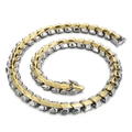 Punk style two-tone dragon bone titanium steel necklace with detailed clasp for men - Gold & Silver