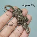 Antike Krokodilfigur aus Messing, Schlüsselanhänger und Räucherstäbchenhalter, 5,9 cm Metall - Kleine kriechende Krokodil