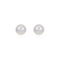 Elegant round white pearl stud earrings with a glossy finish for a minimalist daily look - Simple White Round Pearl Studs