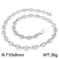 Silver pig nose link necklace with textured coffee bean chain and lobster clasp - Style B Steel Color Necklace 71cm (KN228781-Z)