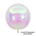 Spherical 22-inch 4D iridescent foil balloon with metallic rainbow finish and holographic glow - 22 Inch / Iridescent
