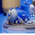 Blue creative airplane-shaped kids water bottle with astronaut and strap - Tritan Material / Blue Airplane (500ml)