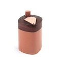 Dispenser automatico di stuzzicadenti rosa e marrone con coperchio su sfondo bianco - Rosa Nordico