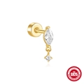 S925 sterling silver gold stud earring with marquise zircon and flat back screw - Gold #12 (Marquise Small Stud)