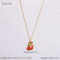 Collana in acciaio inossidabile placcato oro 18k con ciondolo a calza di Natale rossa - Collana in Smalto Calza di Natale Rossa (XL31135)