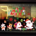 Static Christmas window stickers with Santa, snowman, and reindeer for holiday decoration - Santa & Snowman Combination Style (SR-26)