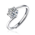Detailed macro shot of a classic six-prong setting solitaire ring with a round cut stone - Precious Love Ring / 1 Carat / Ring Only