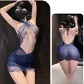 Taille unique / Ensemble Deux Pièces (Jupe Moulante + T-Back) / Bleu