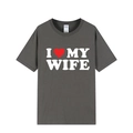 Dark grey crew neck t-shirt with I Love My Wife print in white and red heart - Dark Grey (I Love My Wife)