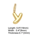 Detailed view of golden letter Y pendant with dimensions and sparkling cubic zirconia - Gold - Letter Y