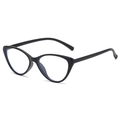 Retro black matte cat eye glasses frame with anti-blue light lenses for women - Matte Black