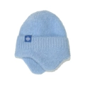 Bonnet en maille bleu clair avec protège-oreilles, texture peluche et patch flocon - M / Bleu