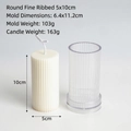 Detailed size specifications for striped cylindrical candle and plastic mold 5x10cm - Fine Toothed Round 5x10.2cm