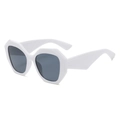 Women's square oversized geometric sunglasses with white frame and dark lenses - White Frame Grey Lens