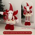 Standing reindeer doll with telescopic legs in red and white Christmas theme - Red White Knit Retractable Reindeer