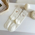 Chaussettes en coton blanc avec broderie cœur dorée et détail de texte Follow Your Heart - Taille unique / Blanc